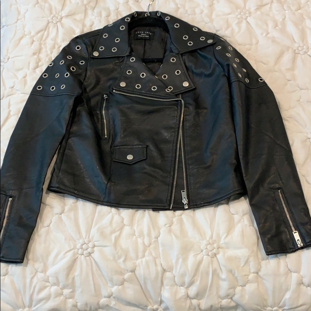 Studded faux leather jacket